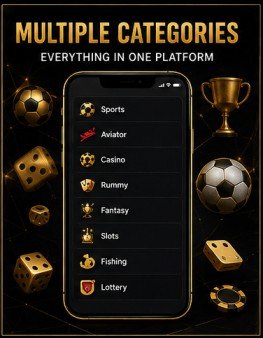 RS9 multiple game categories including Sports, Aviator, Casino, Rummy and Fantasy